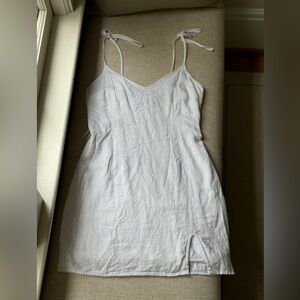 Women’s Linen Tie Strap Dress With Slit